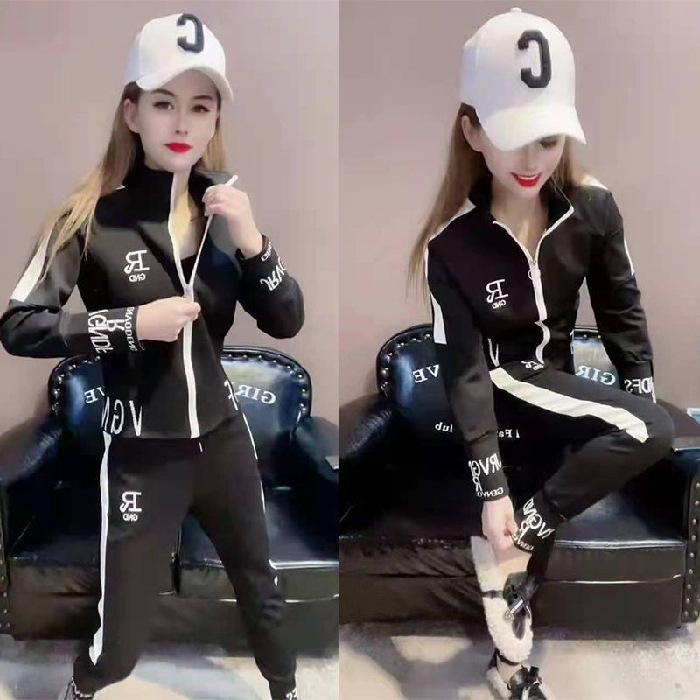 

Модный женский повседневный комплект-двойка в корейском стиле 2023: Топ с длинным рукавом и узкие брюки скинни XXXXL чёрный