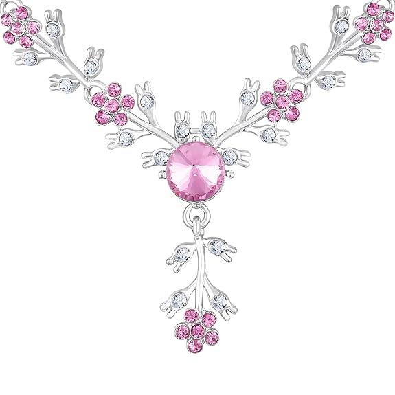American Diamond Style Silver Plated Necklace with Earrings Jewellery Set for Women – Perfect for Party, Wedding, and Engagement