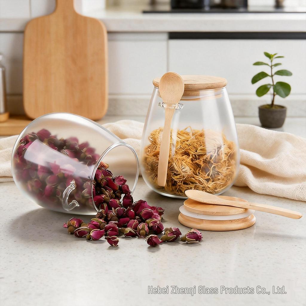 Moisture-Proof Glass Storage Jar for Grains, Cereal & Tea - Transparent, Sealed.