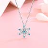 New Snowflake Necklace for Women, Simple and Fashionable Korean Version, Small Clear, New Blue Snowflake Pendant