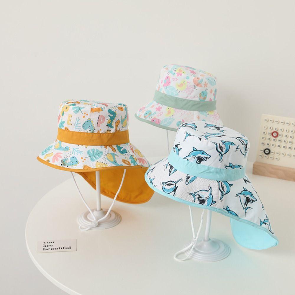 

Wide Brim Cartoon Children s Beach Shawl Hat Breathable Kids Outdoor Sun Cap