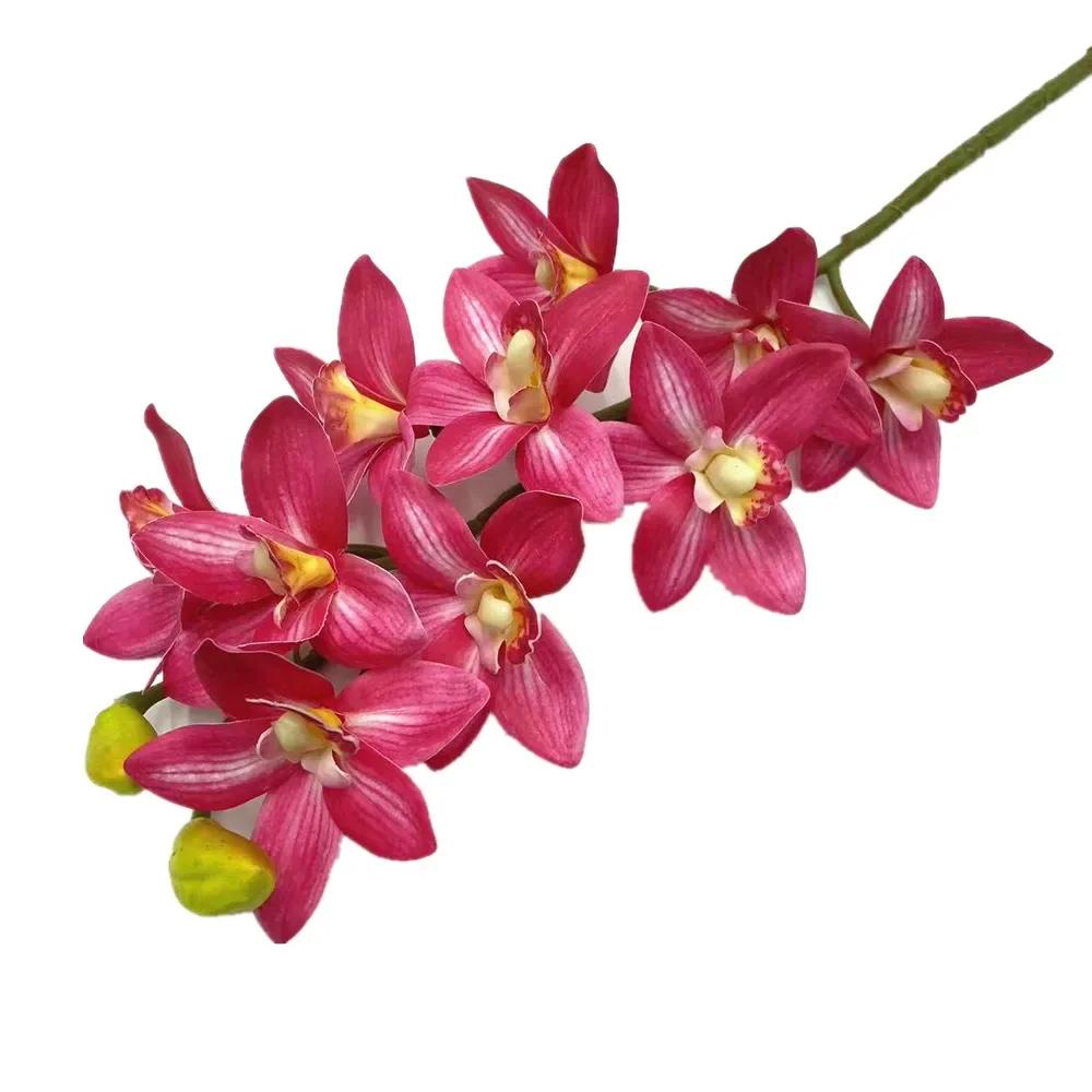 One Artificial Cymbidium Hookerianum 10 Heads Simulated Vanda Cymbidium Tropical Phalaenopsis Tiger Orchid Plant