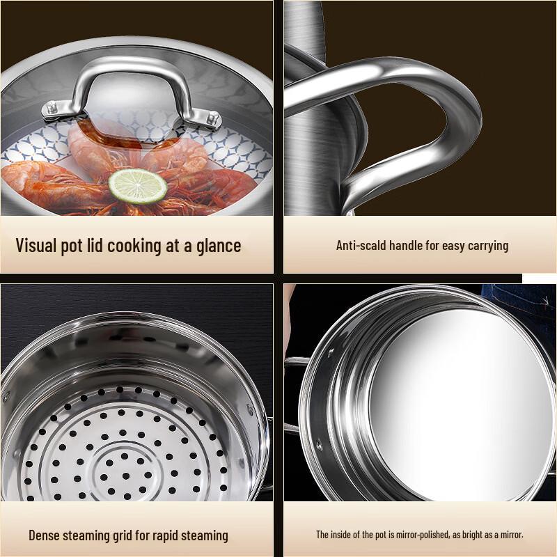 ZISIZ 2-Layer Stainless Steel Steamer Pot