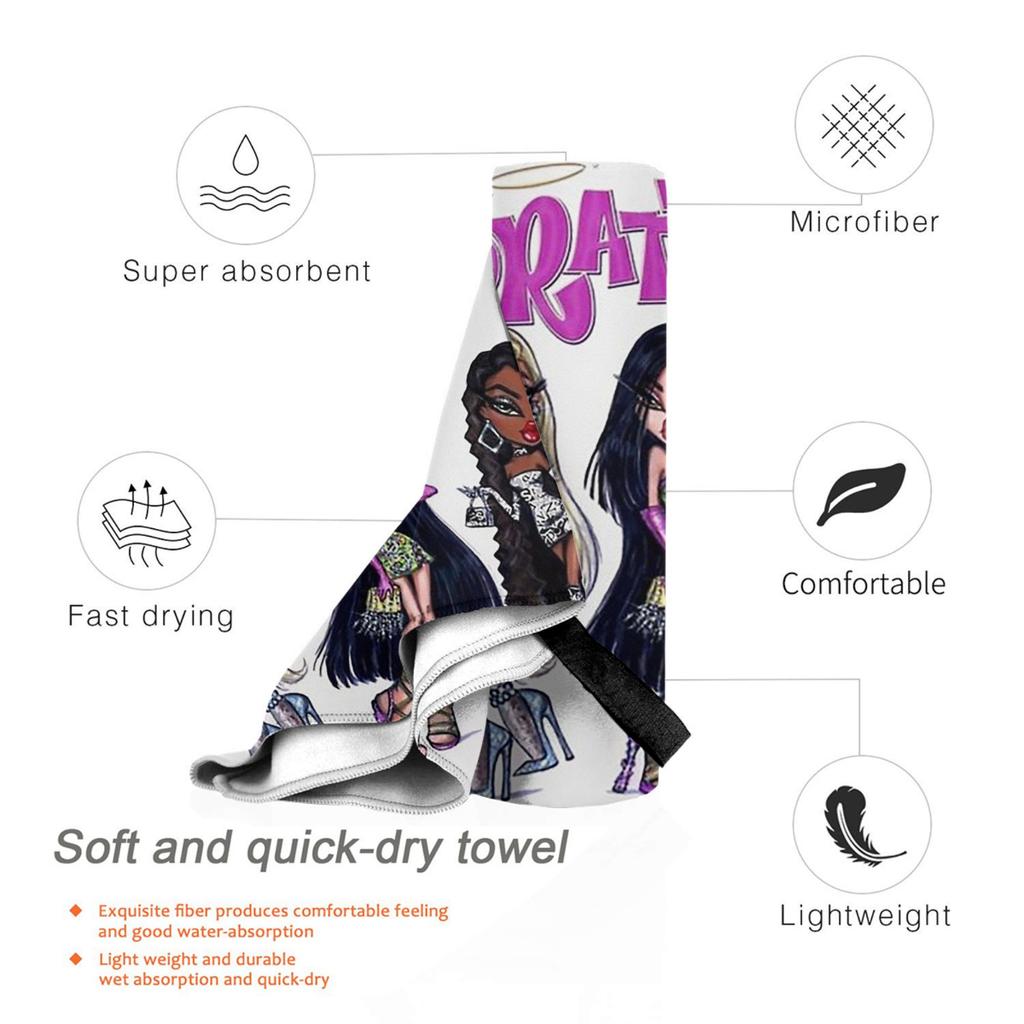 Bratzs Doll Beach Towel Soft Microfiber Quick Dry Absorbent Quick Towels For Pool