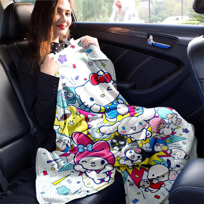 1pc Hello Kitty & Friends Blanket, Home Decorative Throw Blanket, All Seasons Use, Living Room, Travel, Camping, Car Blankets, Beach, Office Naps, Gif
