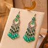 New Bohemian Long Rice Bead Water Drop Earrings for Women Ethnic Retro Drop Oil Hollow Dangle Earrings Vacation Party Jewelry
