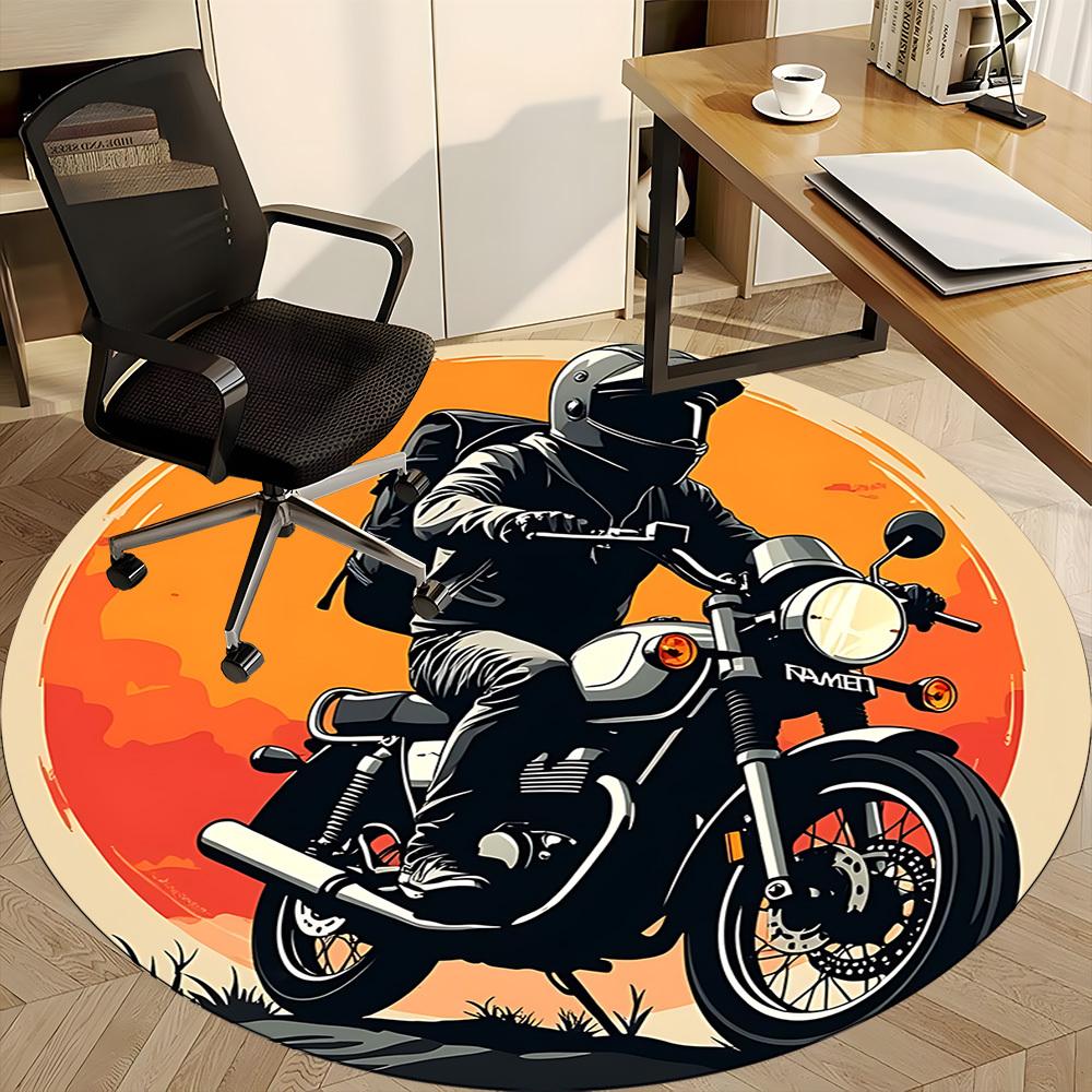 Tappeto Rotondo Tramonto Moto Ufficio, Tappetino Adatto Per Ufficio, Sotto Sedie Ufficio Camera da Letto Soggiorno Decorazione Casa, Decorazione Stanza