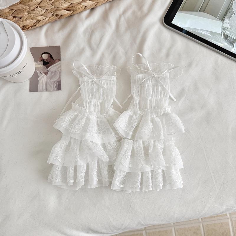Lolita Ballet Lace Arm Sleeves: Sun Protection, Thin, White, Summer Style