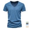 Ανδρικό T-shirt Slub Cotton με V λαιμόκοψη, Pure Color, Στενή γραμμή, Καλοκαιρινό, Παραλίας, Κοντά μανίκια, Μπλουζάκια, Ανδρικά T-shirts, Άνδρες, Fitness