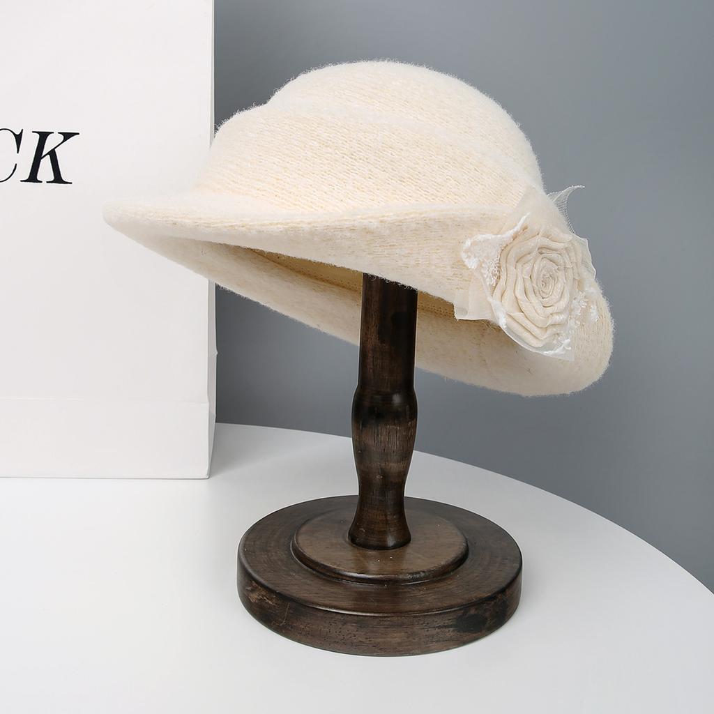 French daughter style elegant top hat female autumn and winter Hepburn style beret retro fashion face hat bucket hat