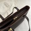 Women Vintage Pu Leather Tote Bag, Large Capacity Shoulder Handbag, Decorative Silk Scarf, Contrast Stitching, Office Work Daily Commuter Purse