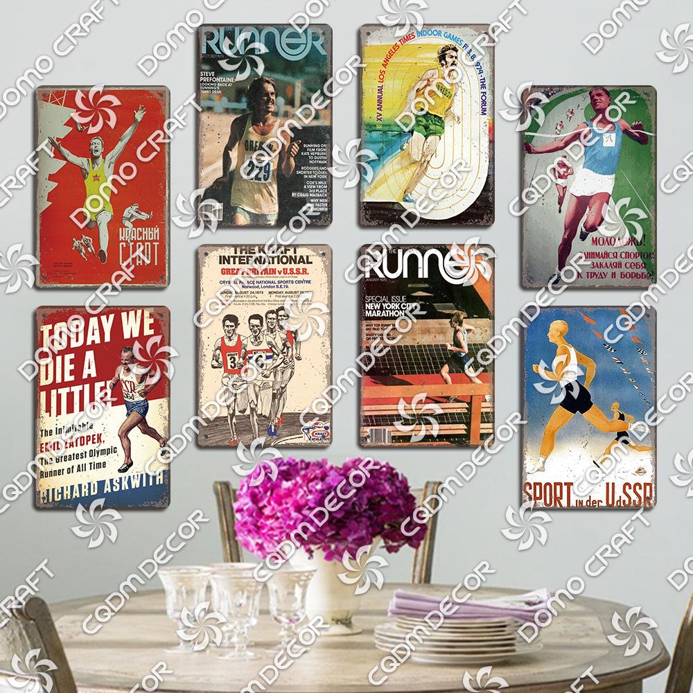 Run Race Poster Metal Plate Runner Run With Your Heart Running Shoes Metal Tin Signs Retro Wall Decor Club Gym Living Room Home