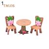 3Pcs/Set Cute Table Chair Micro Landscape Ornament Fairy Garden Miniature Decor Gardening Supplies