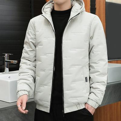 Men Jacket Hooded Thermal Windproof Slim Fit Warm Quilted Coat with Zipper Pockets Autumn Winter Casual Outerwear