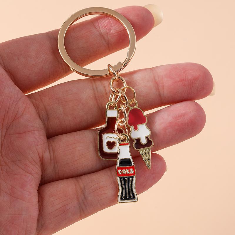 Cute Enamel Simulation Red Wine Keychain Cola Keyring Pendant for Men Women Car Key Holder Handbag Decor Handmade Jewelry Gift