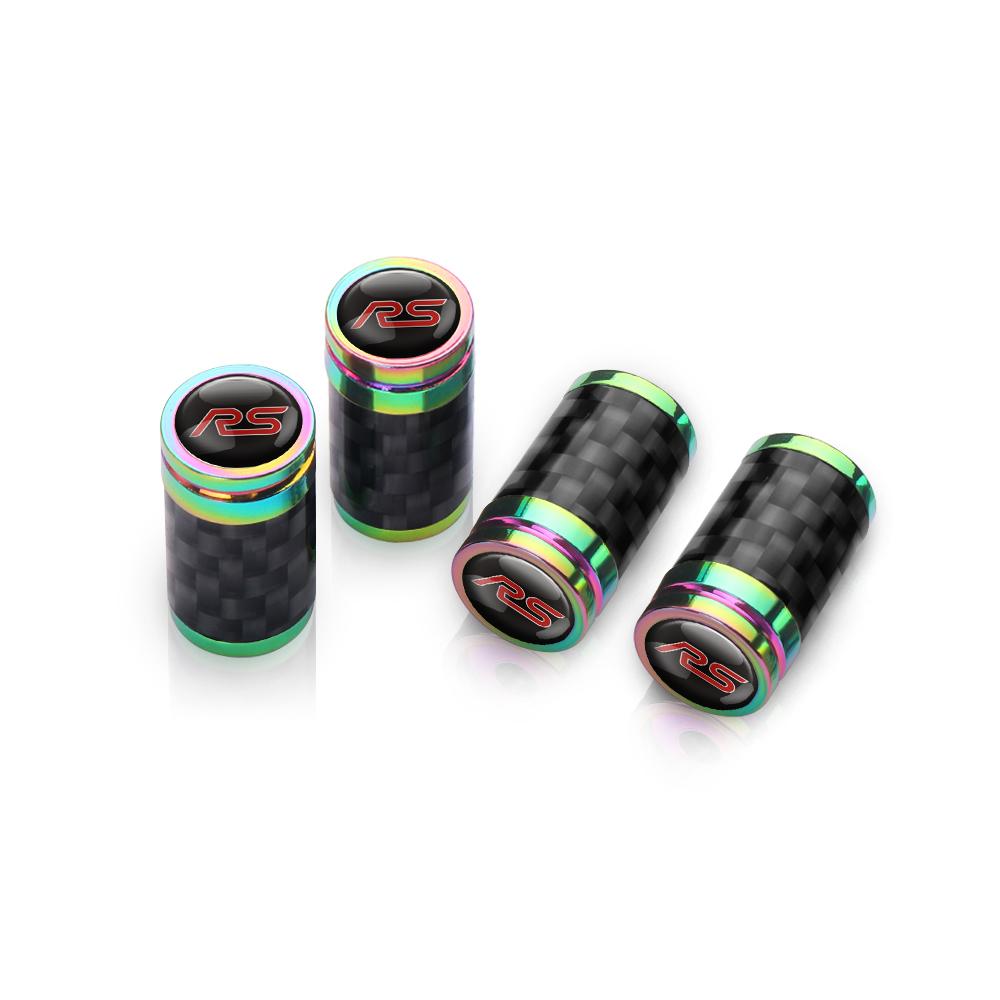IARW2 4Pcs Carbon Fiber Car Wheel Tire Valves Cap Dustproof Cover Accessories For Ford Mustang Foose Explorer Mondeo Shelby Fiesta ST