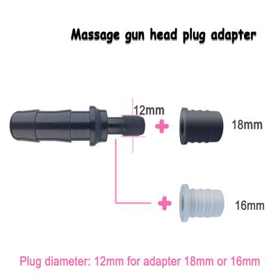 2pcs Replacement Heads Massage Gun Adapter Silicone Ring Plug Diameter 12mm Adapter 18mm Silicone Ring or 16mm Fascia Gun