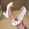 Fashion Women High Heels Low Heels Fashion Bling Bow patent leather Professional Casual Pumps Woman Wedding Party Shoes Large Size 42