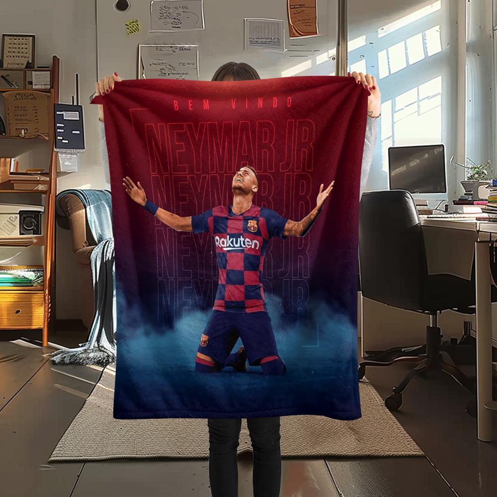 Football Player Neymar,pattern Flannel Blanket, High Quality Comfortable for All Seasons, Home Decor, Warmth and Comfort, Perfect for Gifts.