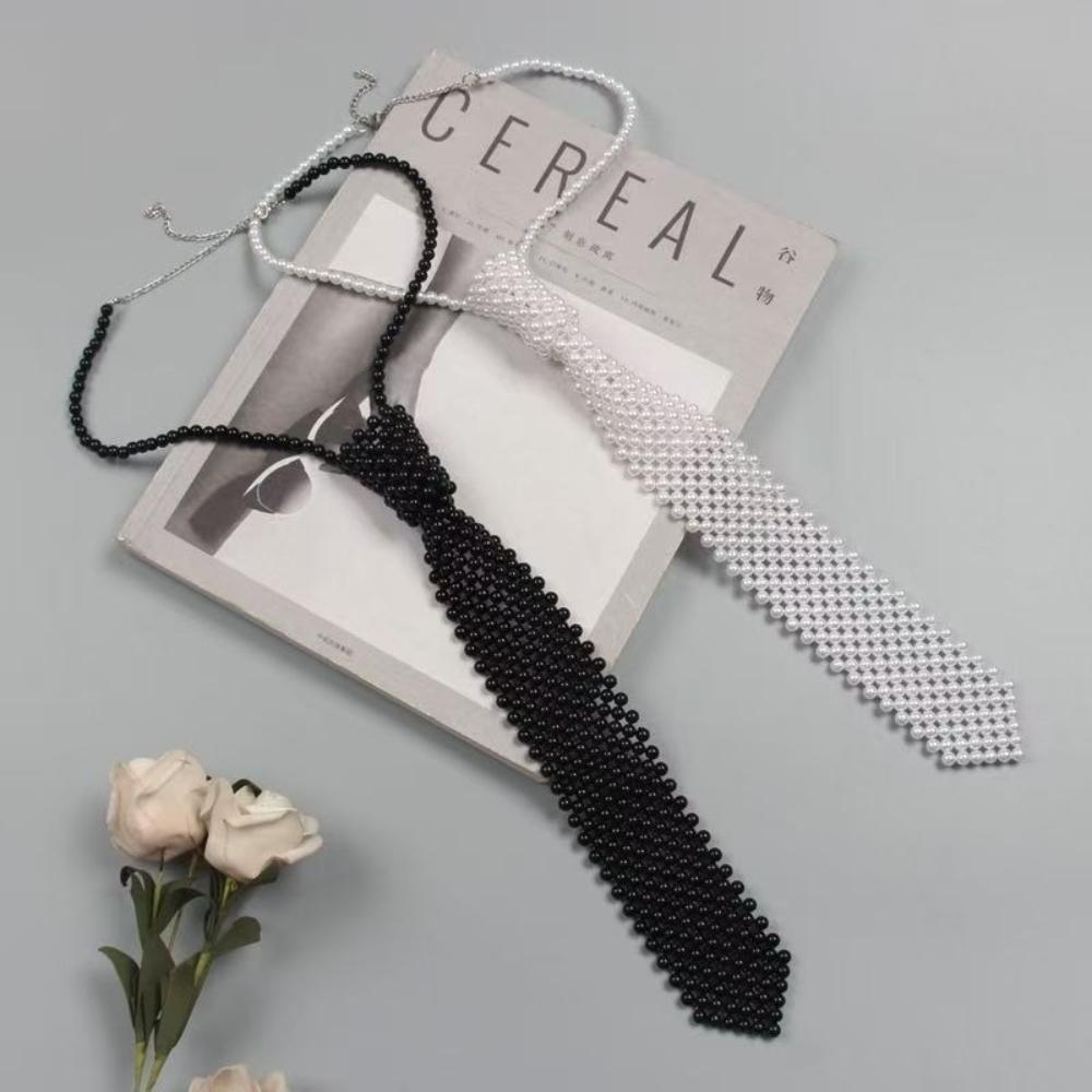 New Pearl Beaded Bow Tie for Women Trendy Uniform Shirt Necktie Fashion Decorative Clothing Accessories