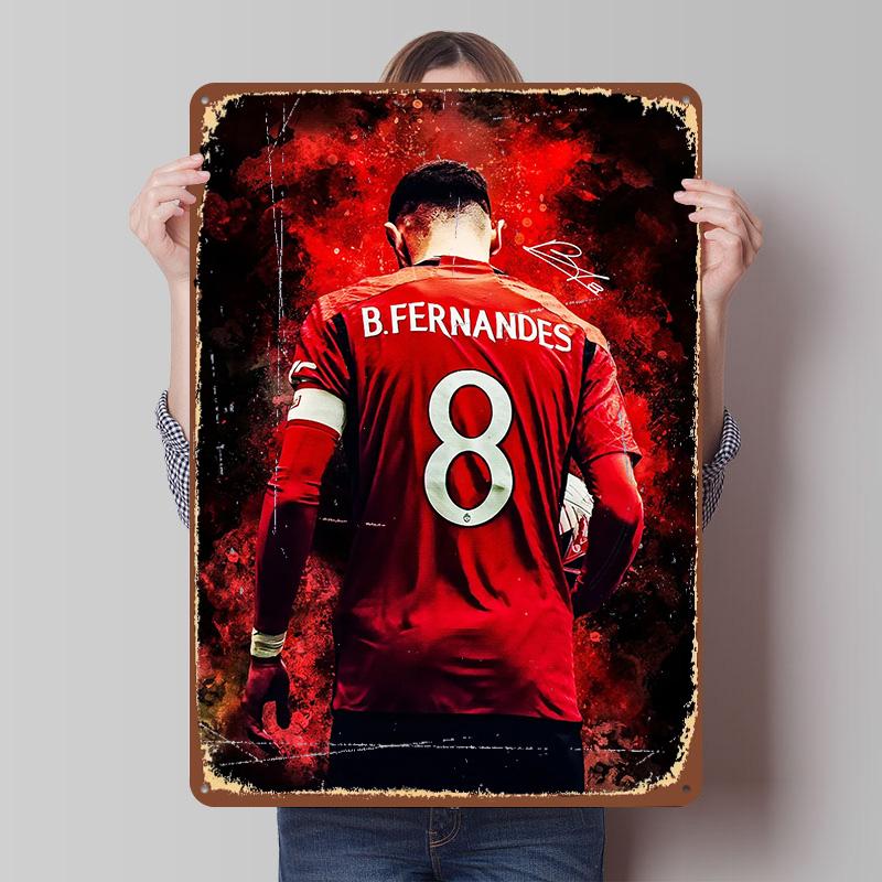

Bruno Fernandes Soccer Tinplate Poster Customized Wall Art Vintage Metal Signs Retro Tin Plaque for Home Decoration Luxury Decor 7.9x11.8In(20x30cm)