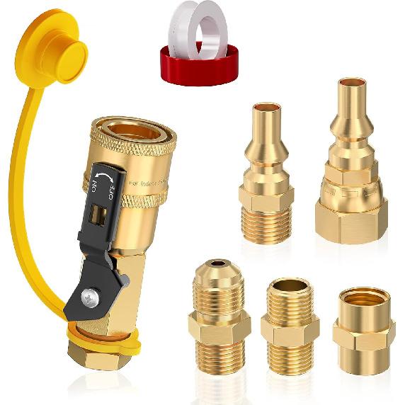 Propane Quick Connect Fittings, 7Pcs Rv Quick Connect Propane Fittings For Low Pressure Gas Appliance Heater Grill Fire Pit And RV Quick
