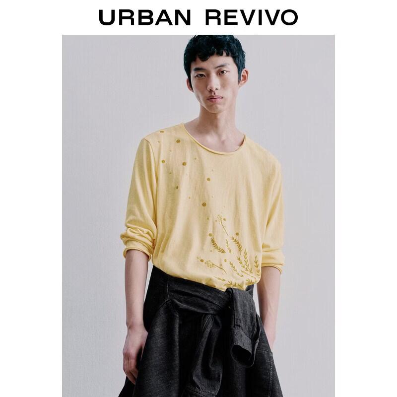 

UR Men s Floral Embroidered Rolled Edge T-Shirt L