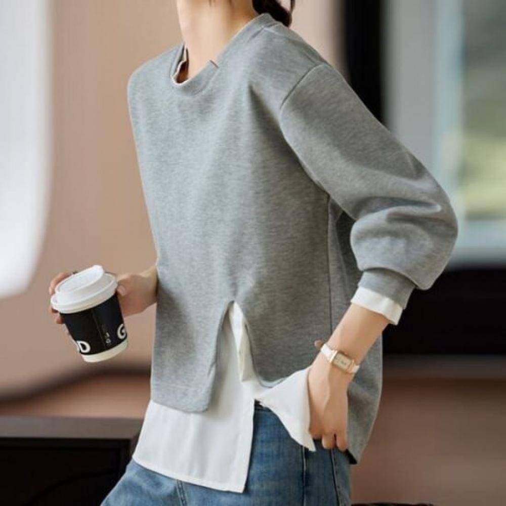 Navava Women Layered Two In One Long Sleeve Sweatshirt Nt2253