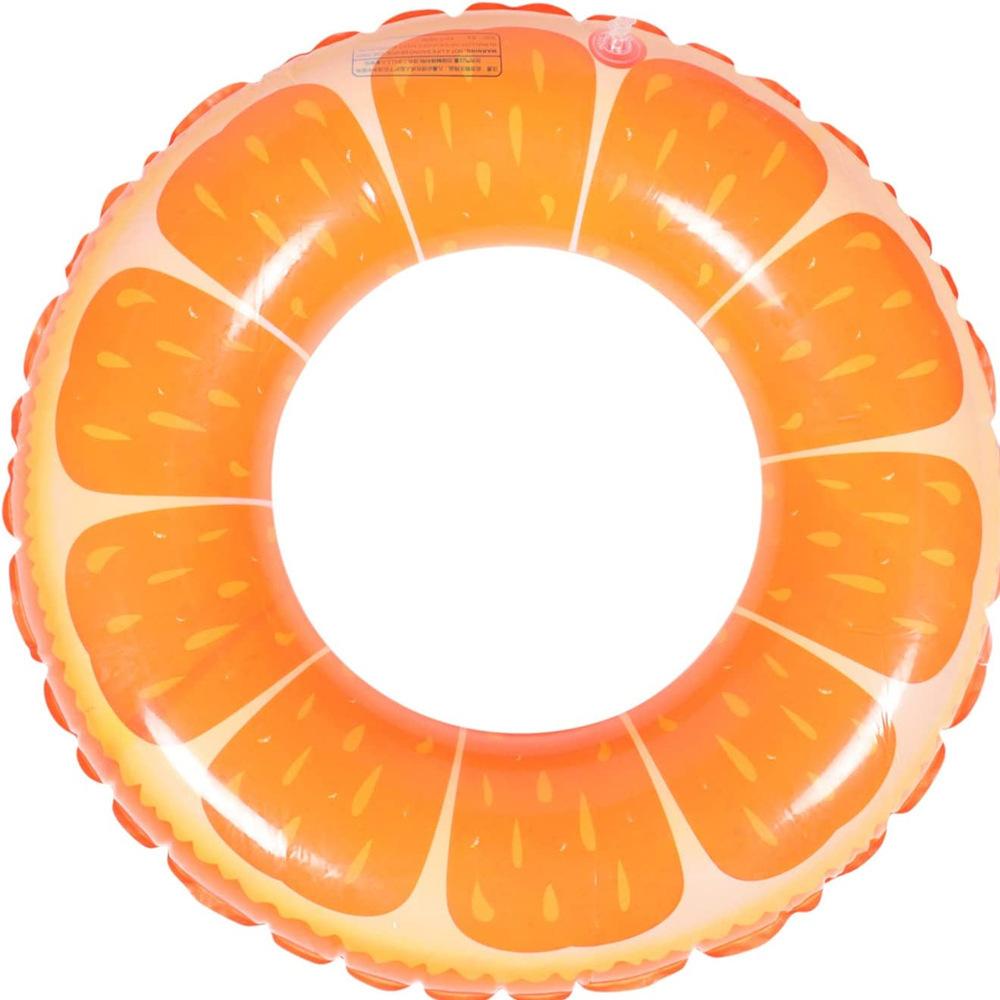Kids Print Pool Float - Orange Inflatable Swim for Toddlers, Summer Outdoor Toy 60