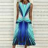 Oversized Women Sleeveless Round Neck Dress Elegant Mixed Floral Print Flowy Mid Length Dress