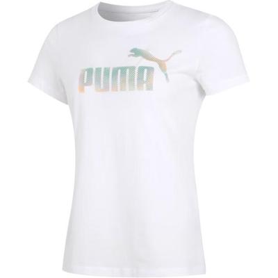 Puma Gradient Letter Print Training T-Shirt Women Tops White 682140-02
