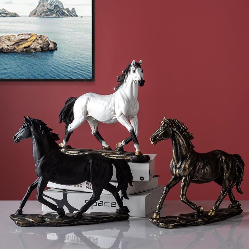 Chinese Zodiac Horse Resin Figurine Decorative Ornament Home Office New Style Vintage Gift