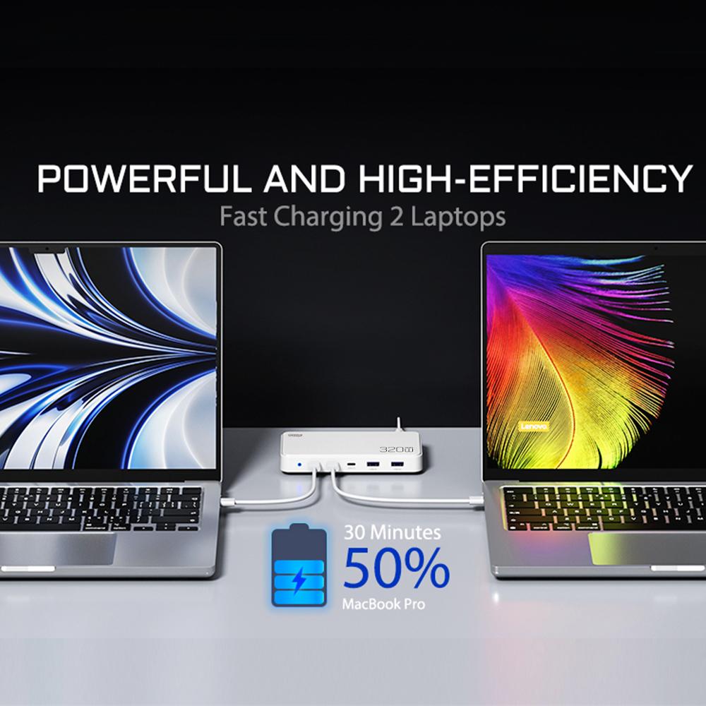 120W PD3.0 GaN USB-C Charger Station for Cellphones, 5-port Fast Charging Hub, Smart Multiple Adapter Device for Iphone Ect