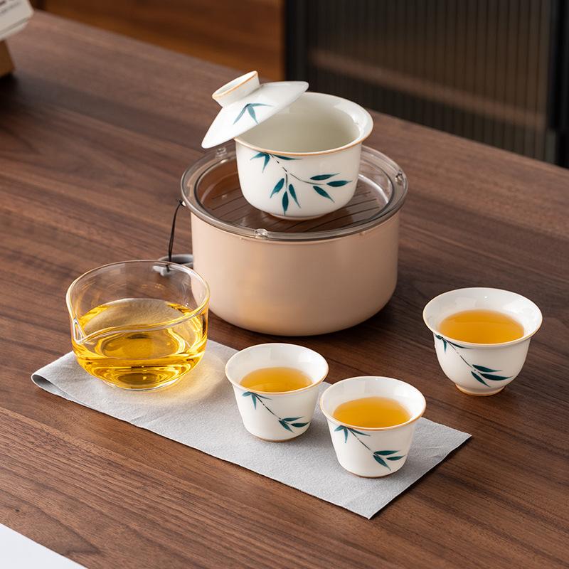 Guochao Light Luxury Travel Tea Set, High-end Business Leader Teacher Father Mid-Autumn Festival Club Holiday Souvenir