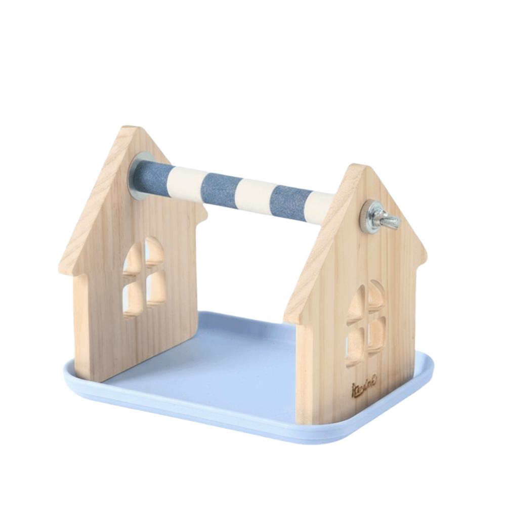 Stabile Holz-Vogelplattform mit Schale Wellensittich Schleifstangen Vogel-Trainingsständer Haustier-Training