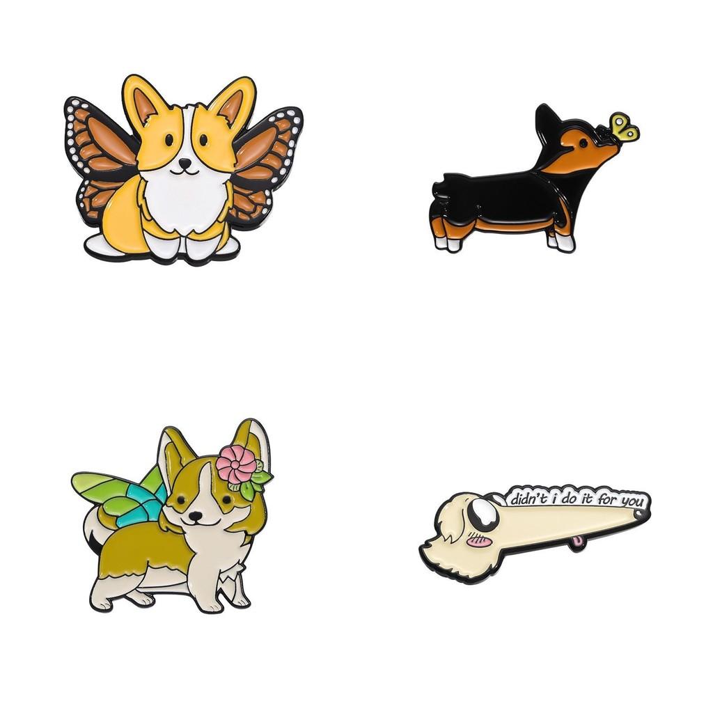 Dog Animal Whimsical Brooch Collection Colorful Engaging Lettered Cartoon Accessories