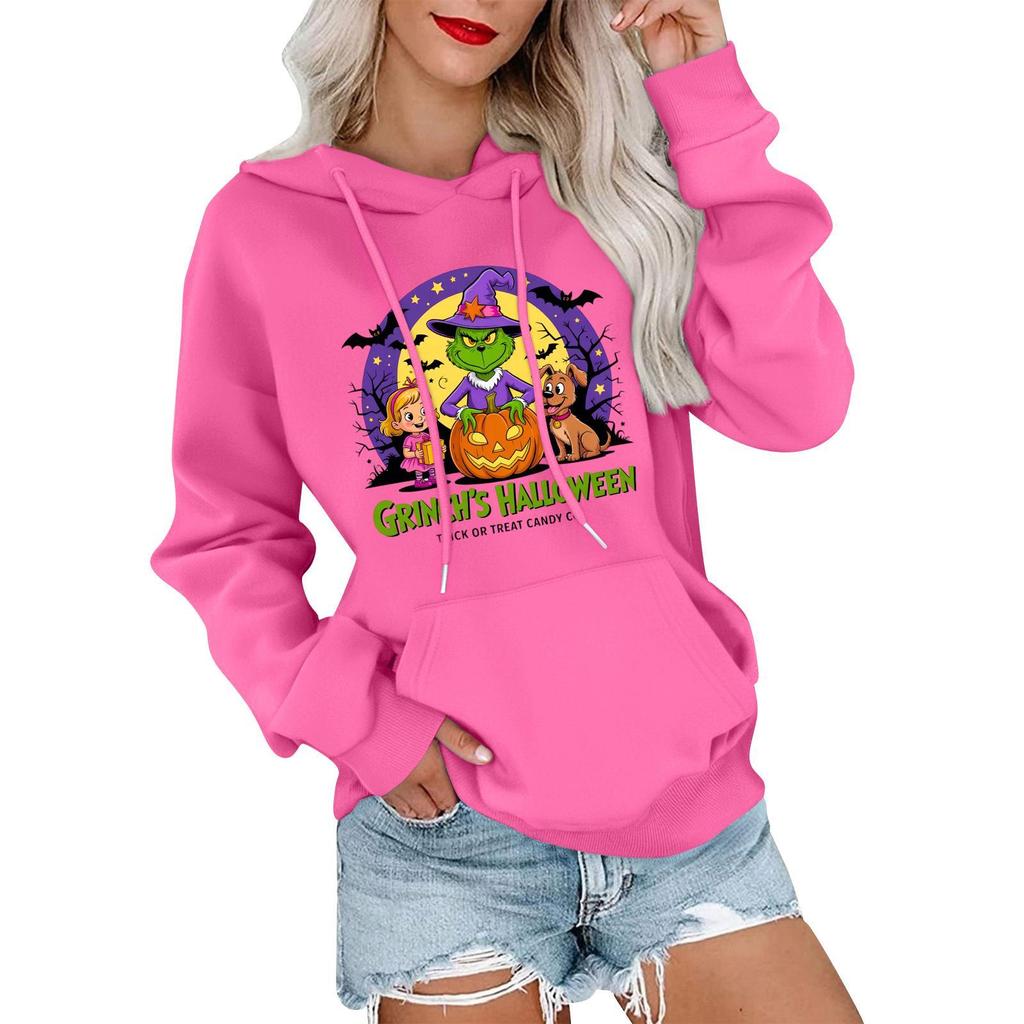Women's Casual Comfortable Neck Hooded Long Sleeve Christmas Print Warm Sweatshirt