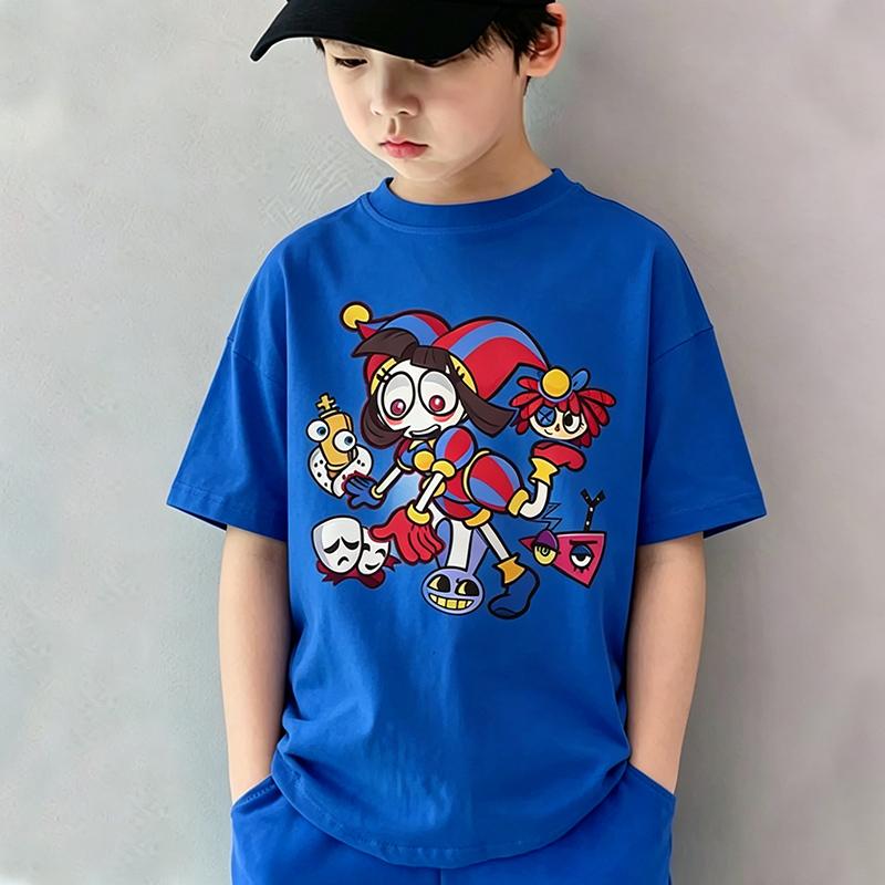 2026 Hot Selling Magical Digital Circus Printed Children's Short Sleeved T-shirt Suitable for Boys and Girls Summer Wear