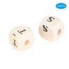 200pcs 10mm DIY Jewelry Beads Letter Printed White Cube Wooden Craft Beads