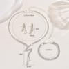 Women's Jewelry Set Necklace Earrings Bracelet Zircon Collarbone Chain Elegant Silver Tone Gift