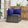 Vidaxl Corner Sofa Module With Cushions, Grey, Poly Rattan