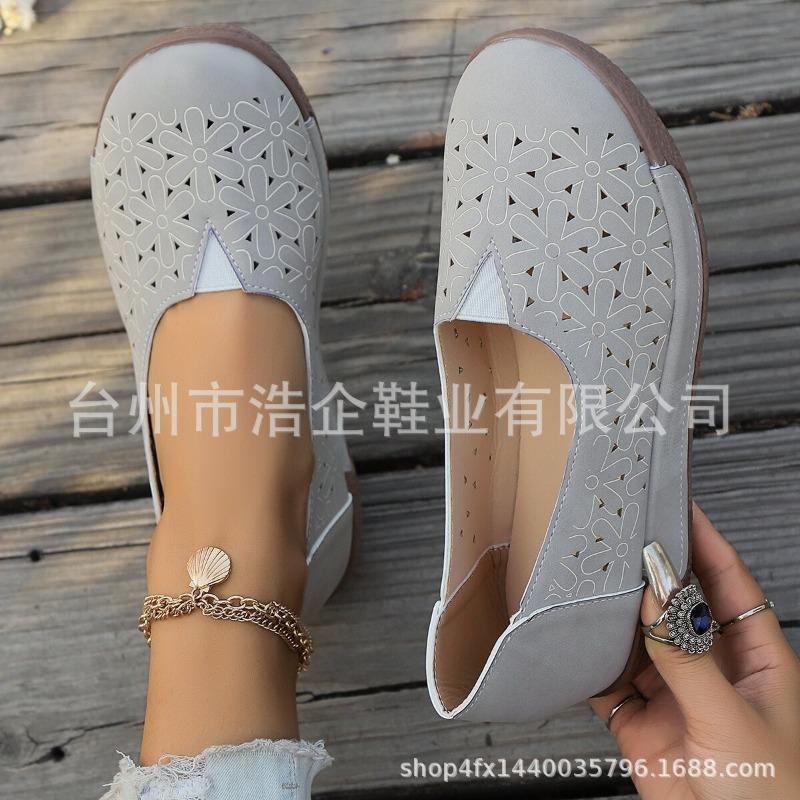 Summer new casual single shoes women's thick-soled round head light and comfortable casual shoes large size women's shoes