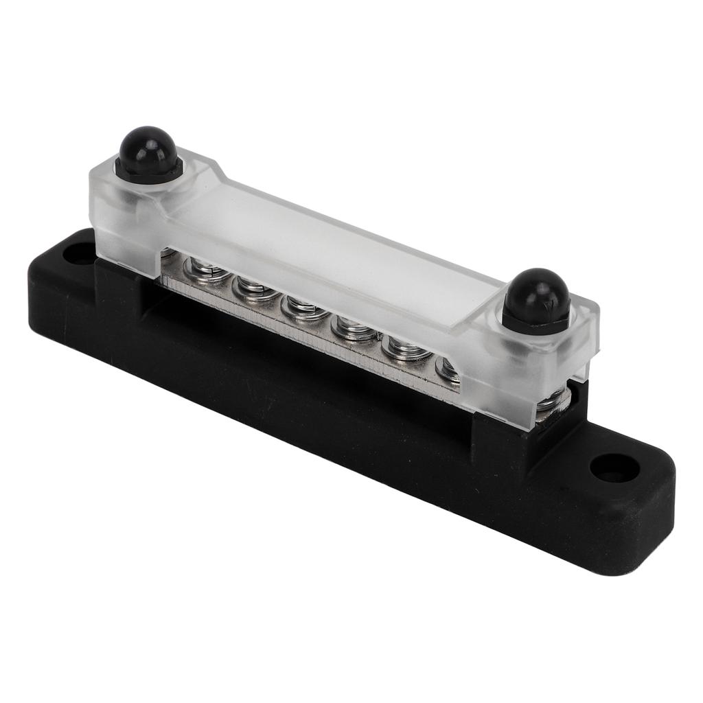 6 Terminal Bus Bar with Cover 48V 150A 2 Studs Power Distribution Block for Car Boat Marine Caravan RV Black
