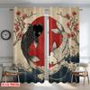 2D Flat Printing 2pcs Window Drapes Yin Yang Koi Japan Wave Digital Printed Polyester Drapes Seasonal Party & Holiday Decor