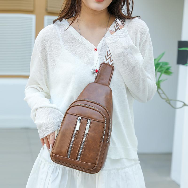 Soft Leather Chest Bag Women Crossbody Bag Large Capacity Shoulder Bag