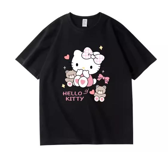 

2026 Sanrio Hello Kitty Casual Shortsleeve Roundneck Hotselling Comfortable summer Womens loose Tshirt S