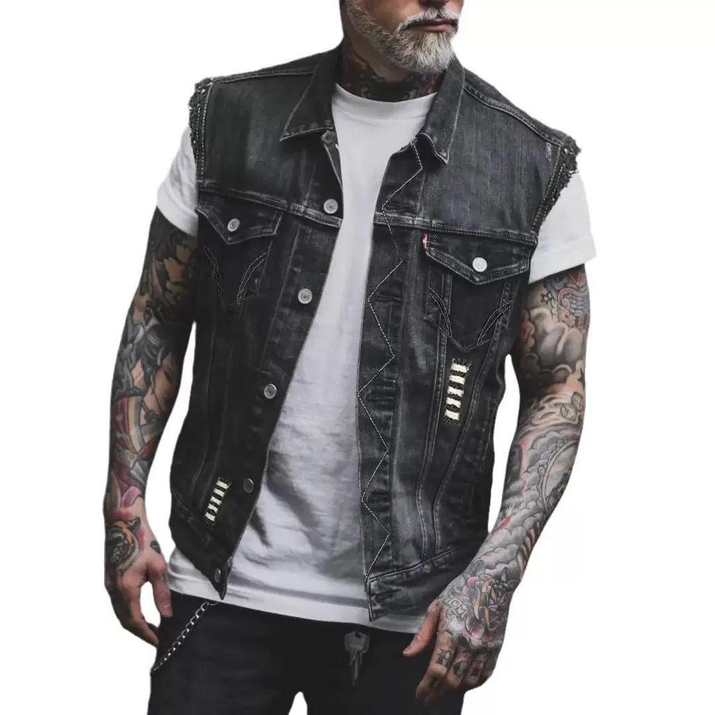 Men's Trendy Slim-Fit Denim Vest – Sleeveless Lapel Jacket