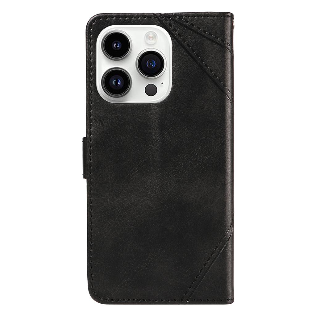 For iPhone 14 Pro Case PU Leather Geometric Lines Wallet Phone Cover Bookstyle Folding Stand