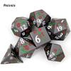 7 Pcs Black Flower Metal Dice Solid Metal Polyhedral Dice Set Suitable for Role-Playing RPG Board Game Card Game