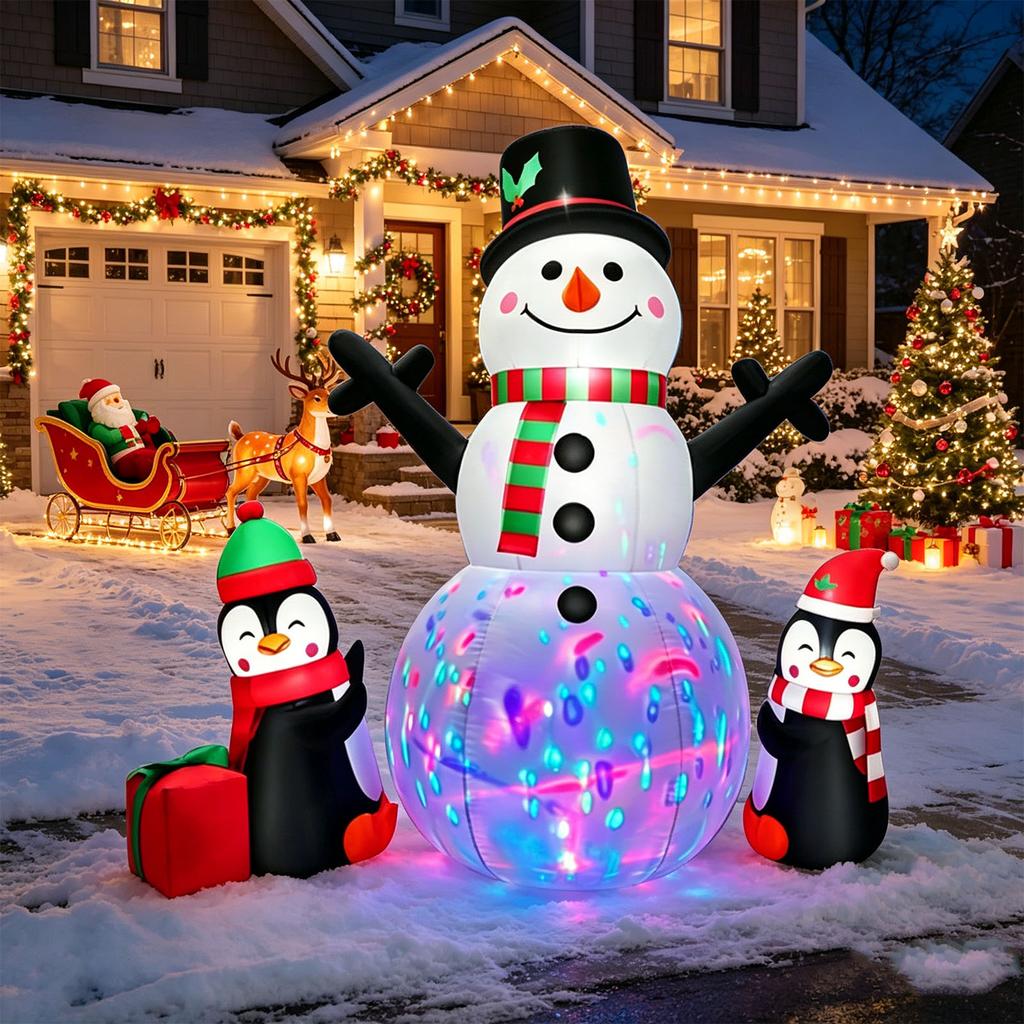 5.9ft Xmas Inflatable Decoration Outdoor Inflatable Snowman Penguin Blow Up Yard Decor with Lights for Lawn Garden